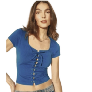 Rue 21 Blue Grommet lace up Front Tee!